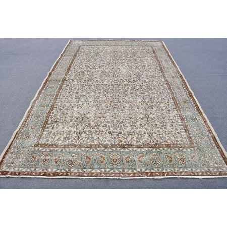 Vintage Rug, Turkish Rug, Oversize Rug, Home Decor Rug, 84x130 inches Beige Rug, Tribal Oushak Rug, Handwoven Wholesale Rug, 12216
