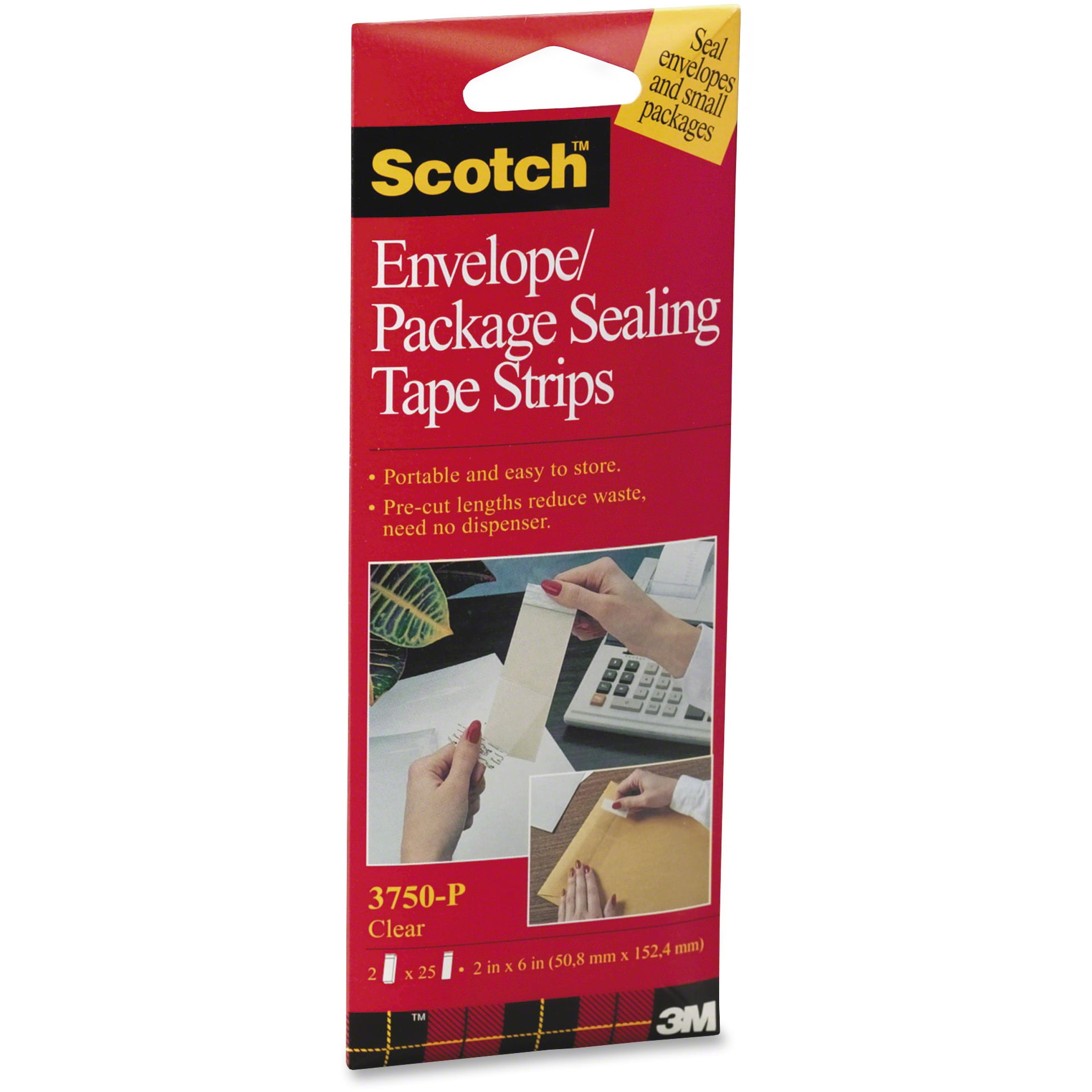 Scotch Envelope/Package Sealing Tape Strips, Clear, 2 / Pack (Quantity