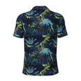 thumbnail image 3 of Vsdgher Cartoon Dinosaur Print Men's Short Sleeve Stretch Polo Shirt, Moisture-Wicking Performance Polo Shirt, 3 of 8