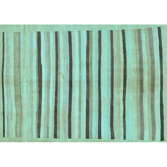 Ahgly Company Indoor Rectangle Solid Light Blue Modern Area Rugs, 2' x 4'