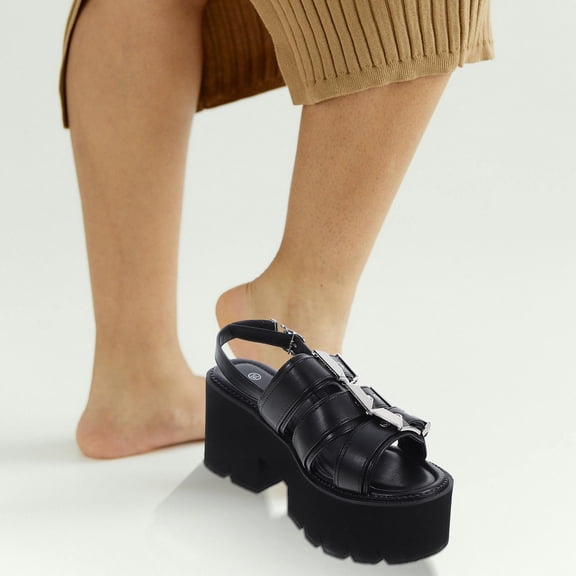 LIFKOME Chunky Heel Sandals for Women Summer Fish Mouth Chic Miss