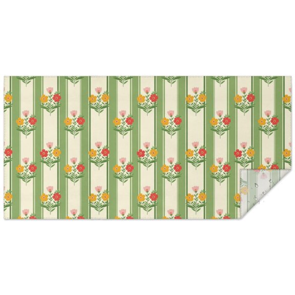 Pioneer Flower Floral Print Pattern Rectangle Tablecloth 60"x120", Waterproof Polyester Table Cloth, Wipeable Spillproof for Dining Camping Indoor Outdoor