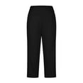 thumbnail image 4 of Stamzod Women's Capri Pants Summer Solid Color Elastic Waist Straight Plus Size Capris with Pocket Casual Slim Fit Stretch Yoga Cropped Pants for Women Black C XL, 4 of 6