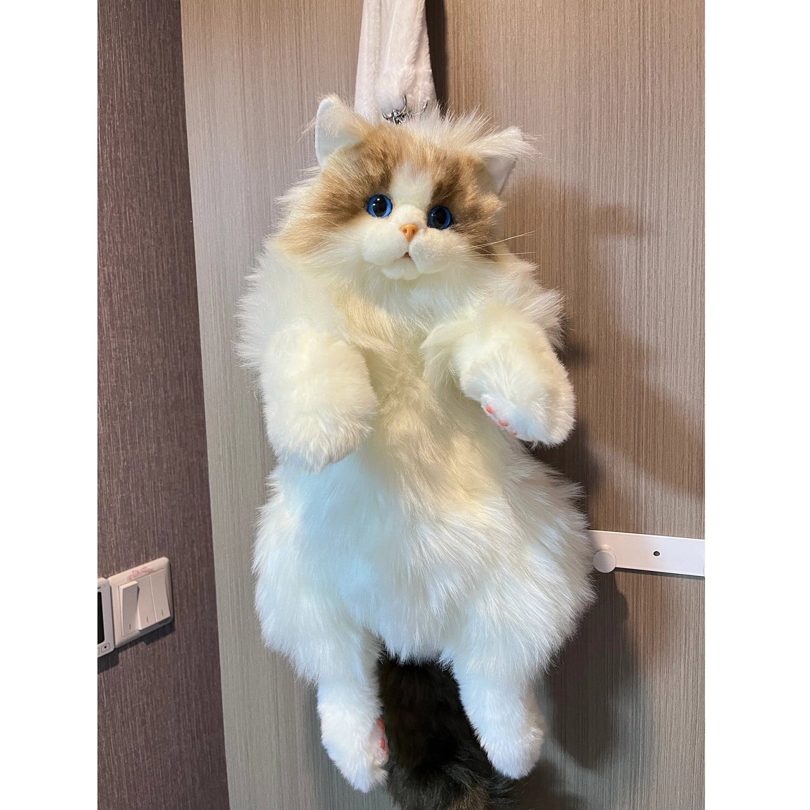 100Fens Stuffed Animals Backpack Cute Cats Backpack Handcrafted Realistic Catss Shaped Backpack Large Ragdoll Bag