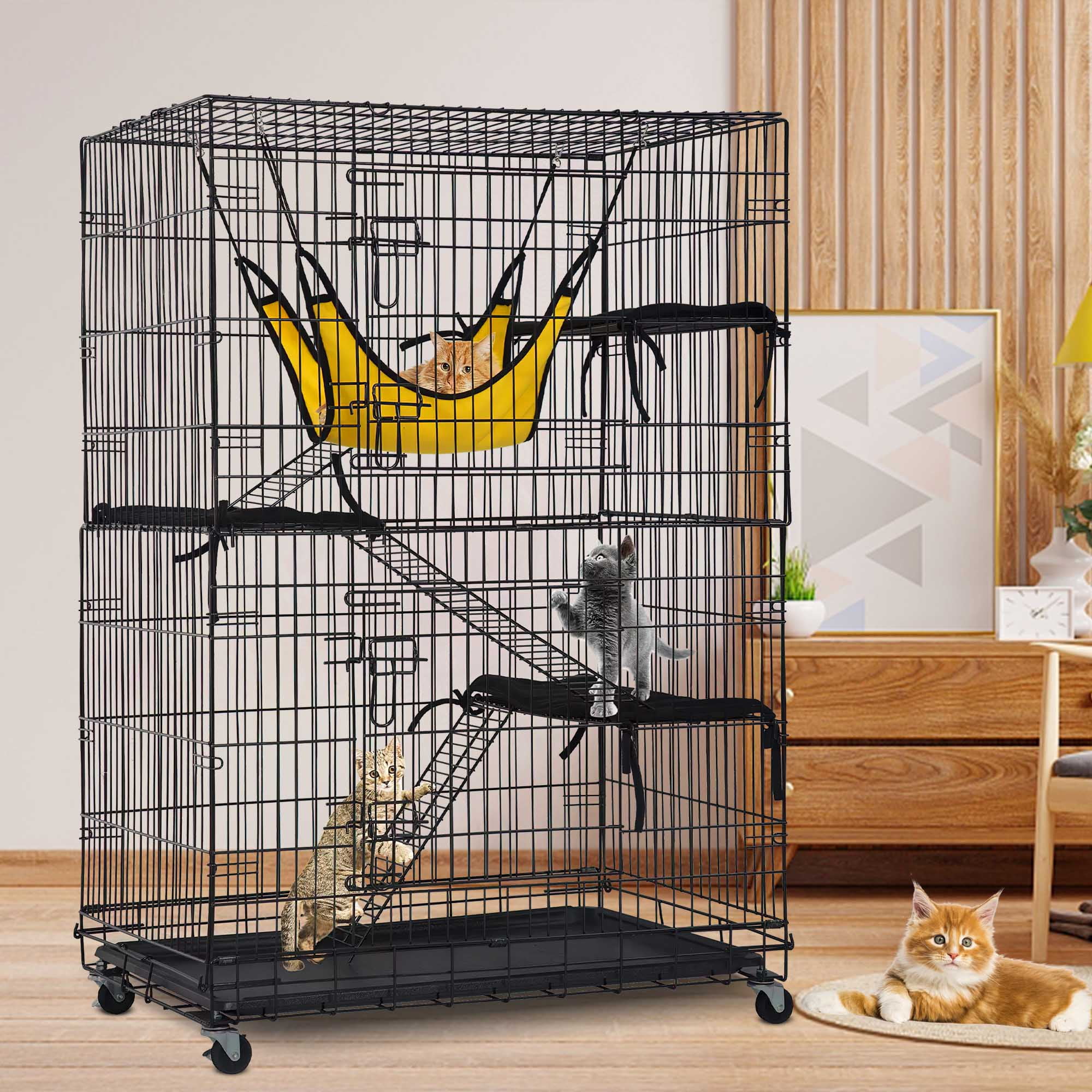 YRLLENSDAN 4Tier Large Cat Cage, Ferret Chinchilla Cage Playpen Crate