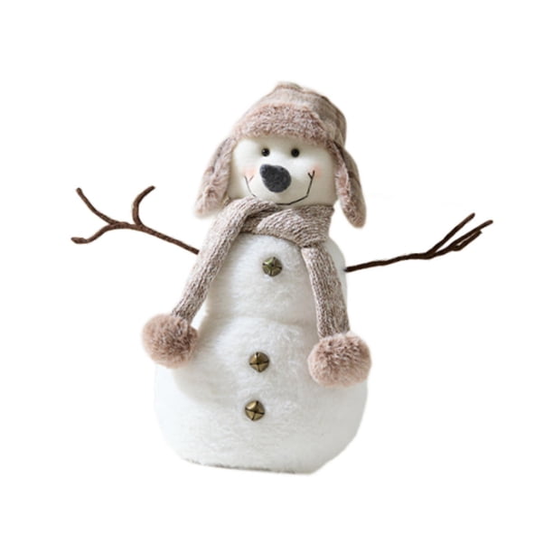 Adorno de muñeco de nieve navideño, adorno de escritorio, regalo, linda decoración navideña con bufanda, sombrero, muñeco de nieve para dormitorio, 40cmx20cmx14cm