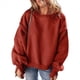 thumbnail image 2 of Suéter de Cuello Redondo para Mujer, Holgado, de Lana de Cordero, Informal, Versátil, de Larga, para Otoño e Invierno. Rojo M, 2 of 8