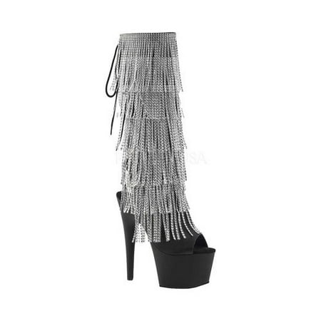 

Women s Pleaser Adore 2024RSF Open-Toe Fringe Knee-High Boot