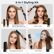 5 in 1 Hot Air Brush Hair Dryer Air Styler - 1000W Fast Drying, Curling, Straightening with Ceramic Coating & Negative Ion