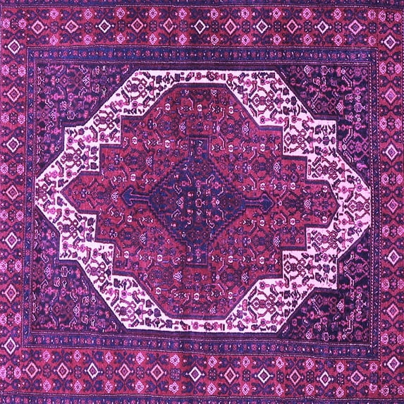 Ahgly Company Indoor Square Medallion Purple Traditional Area Rugs, 5' Square