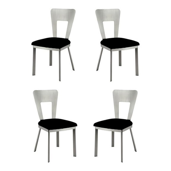 Home Square Contemporary Metal Dining Chairs in Silver/Black (Set of 4)