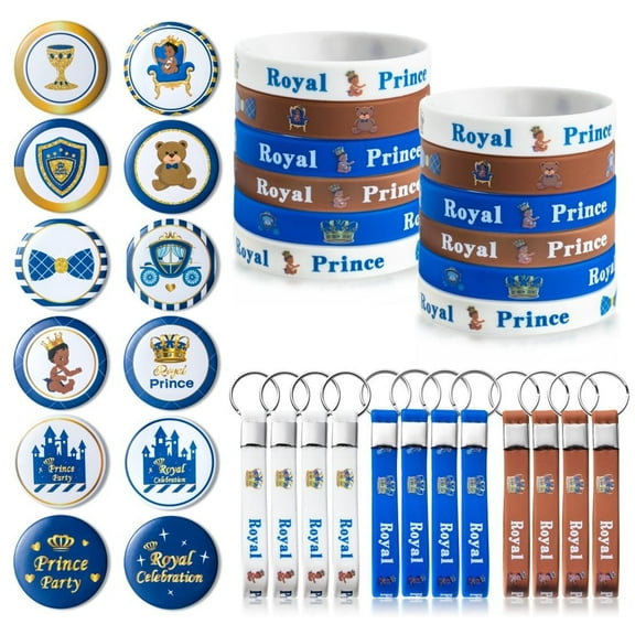 Haooryx Royal Prince Party Favors Silicone Keychains Rubber 36Pcs