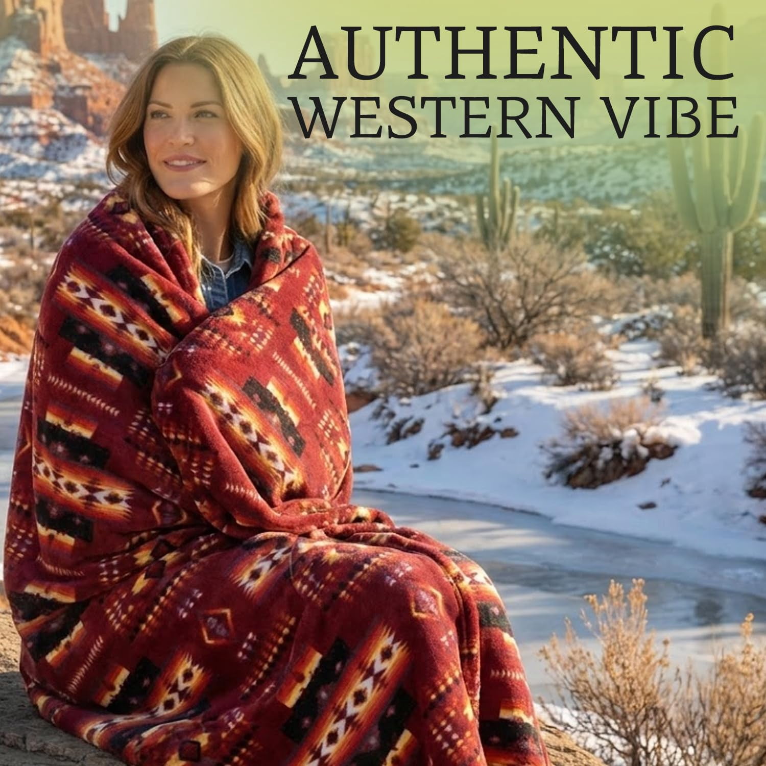 Sacred Thread Fleece Blanket South Western, Reversible Mexican, Vibrant Aztec Blankets and Throws for Aztec Decor for Home (Burgundy Flannel / Flannel) (Full (60''x80'')