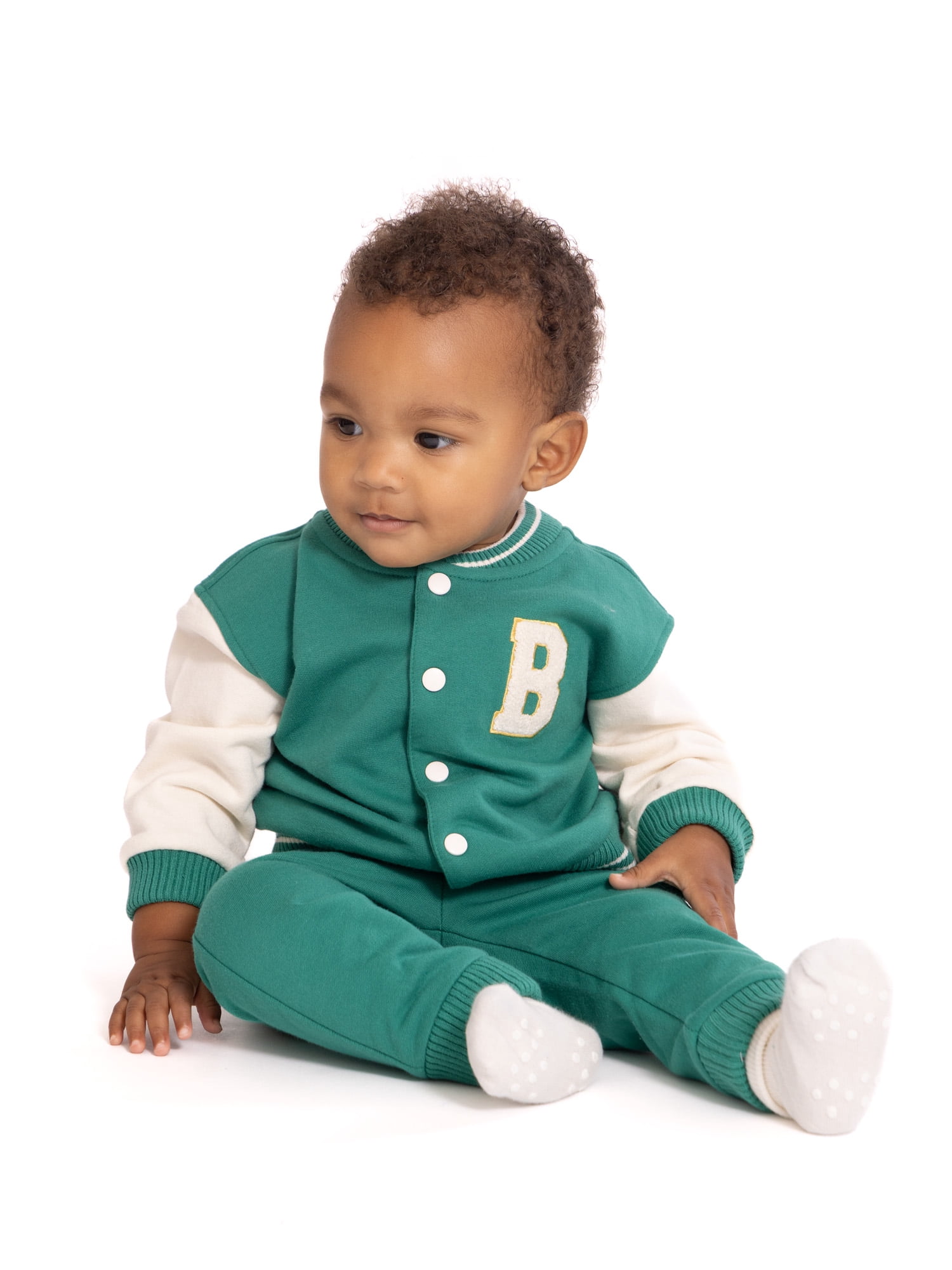 Wonder Nation Baby Boys Varsity Jacket and Jogger Pants Matching Set, 2-Piece, Sizes 0/3M-24M