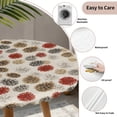 thumbnail image 3 of Red Brown Grey Christmas Round Tablecloth for 55-60 Inch Tables, Fitted Table Cover with Elastic Edge, Xmas Pine Cones Rustic Waterproof Outdoor Table Cloth Protector for Patio Garden Dinner Picnic, 3 of 9