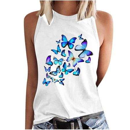 

Women s Sleeveless Summer Casual Tops O-Neck Printing Sleeveless Vest Tops