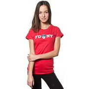 FDNY Ladies Red Cap Sleeve Tee with White Chest Print