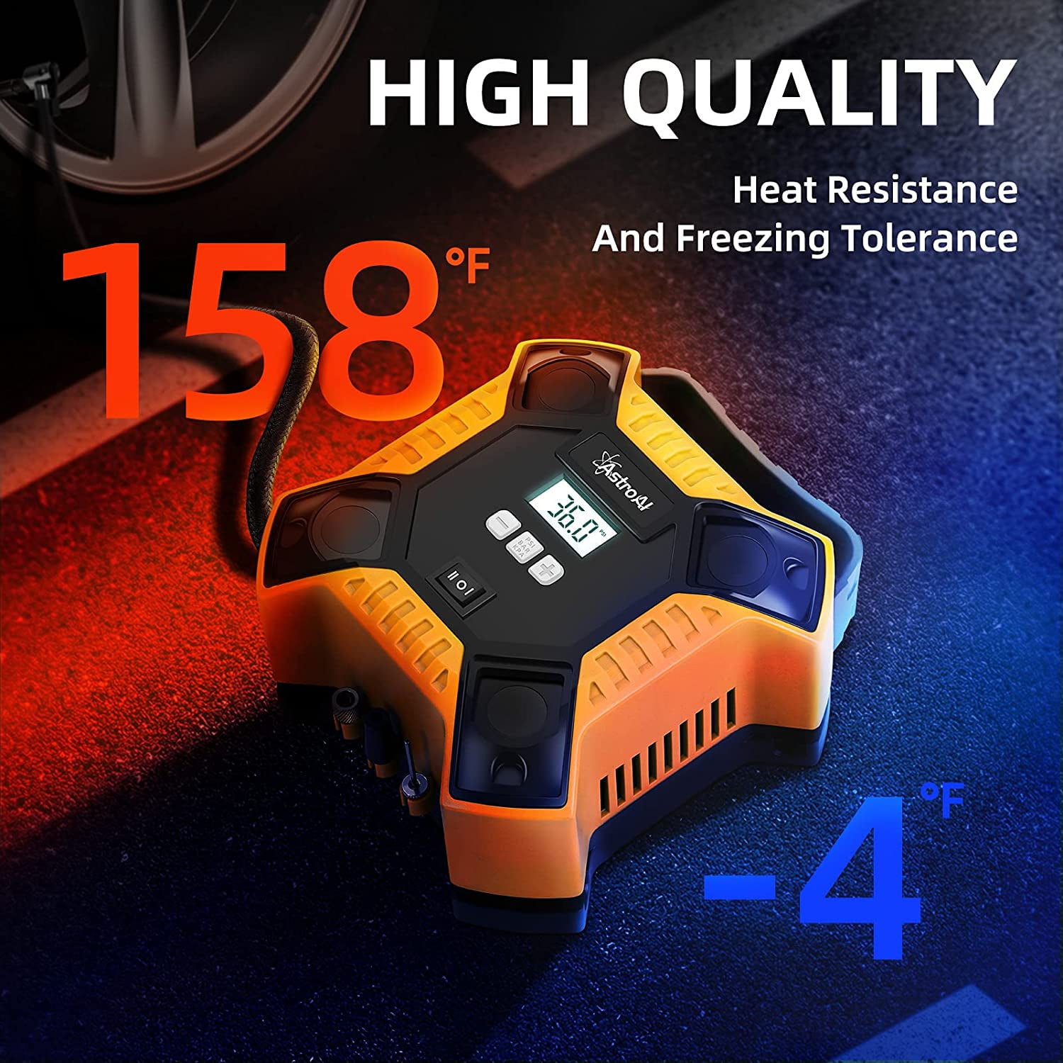 Car Air Compressor, Tire Inflator 160 PSI, Air Tire Pump for Car Tires Yellow
