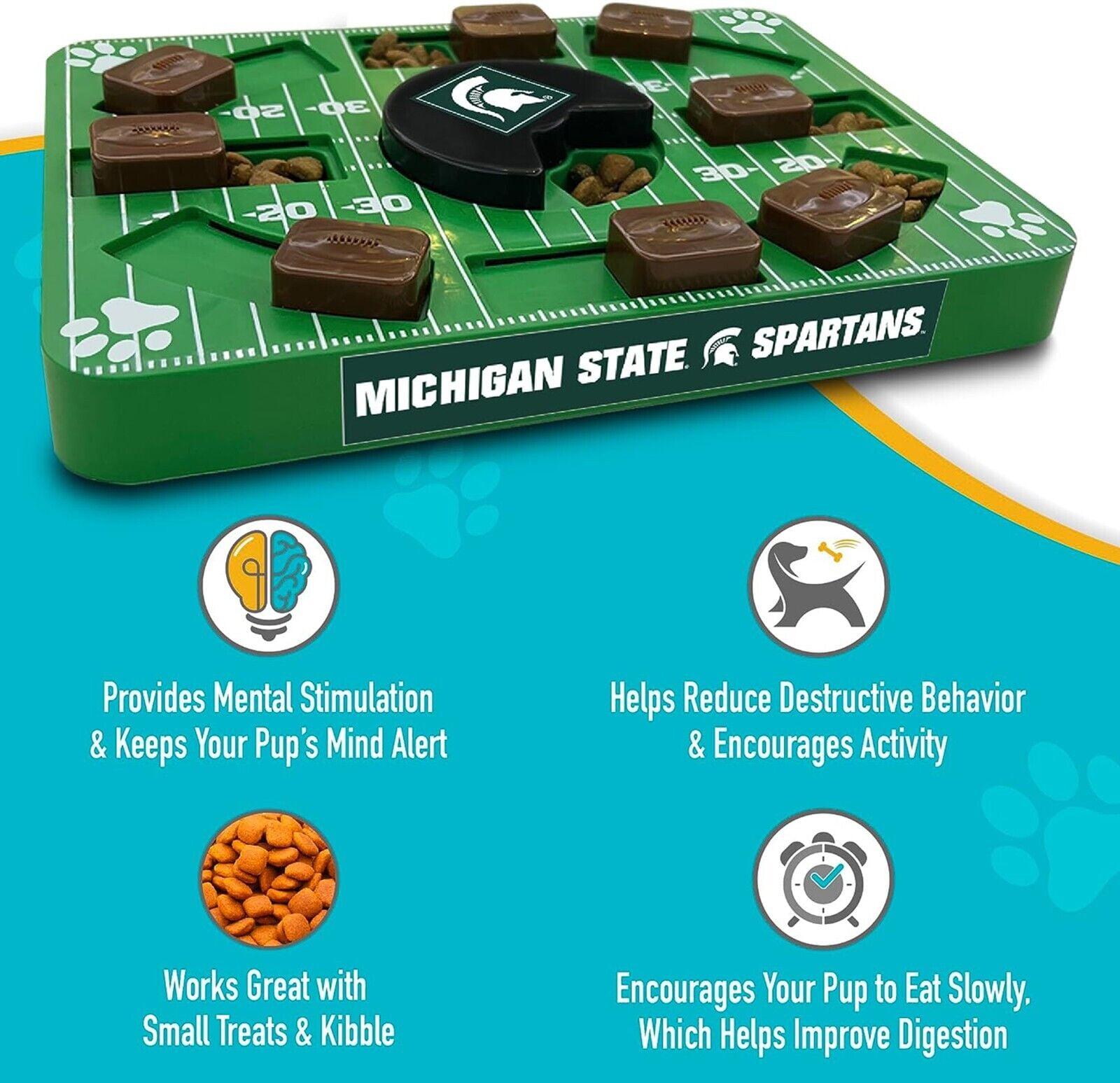 Pets First NCAA Michigan State Spartans Puzzle Toy, Puzzle Treat Dog Toy, Interactive Dog Treat Toy, Dog Puzzle Feeding Slow Toy