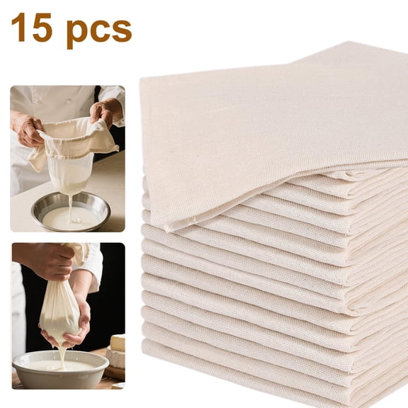 Reusable Cheesecloth 15 Pack, Unbleached Cotton Muslin, 20x20 Inch, Grade 100 for Straining Yogurt, Making Cheese, Nut Milk, and Cooking