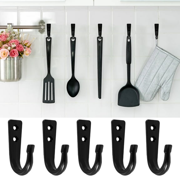 5Pcs Wall Hooks Heavy Duty Metal Wall Hangers with Screws Large Single Prong Wall Hooks Hanging Coat Hooks Multifunctional Towel Hooks for Hanging Coats Towel Backpack Hat