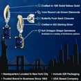 thumbnail image 2 of Gem Stone King 925 Silver and 10K Yellow Gold Blue Sapphire and White Lab Grown Diamond Dangle Earrings for Women | 1.28 Cttw | Gemstone September Birthstone | Octagon 6X4MM, 2 of 6