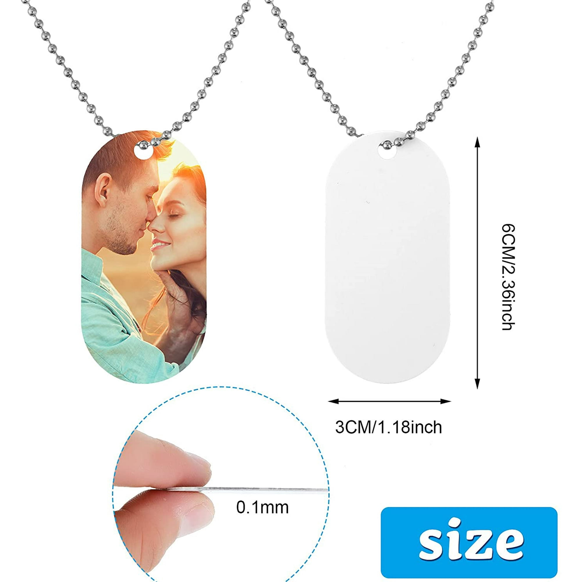 Sublimation Stamping Blank Dog Tag Necklace with Chain Necklace Aluminum Hip Hop Military Style Pet Dog Name Number Tag ID Metal Personalized Pendant