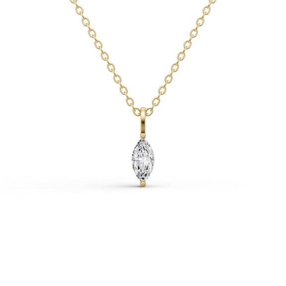 0.25 Carat Marquise Shape Lab Grown Diamond Solitaire Pendant With Bail Setting in 14K Yellow Gold