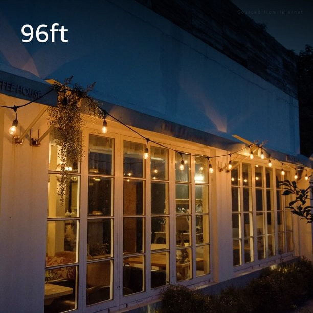 96ft Outdoor String Lights with 32 Bulbs, Shatterproof and Weather-Resistant Bulbs for Backyard and Patio