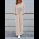 thumbnail image 4 of Conjuntos de Dos Piezas para Mujer, para Estar en Casa, para Otoño, con Suéter de Cuello Henley, Pantalones Anchos y Chándal Albaricoque S, 4 of 8