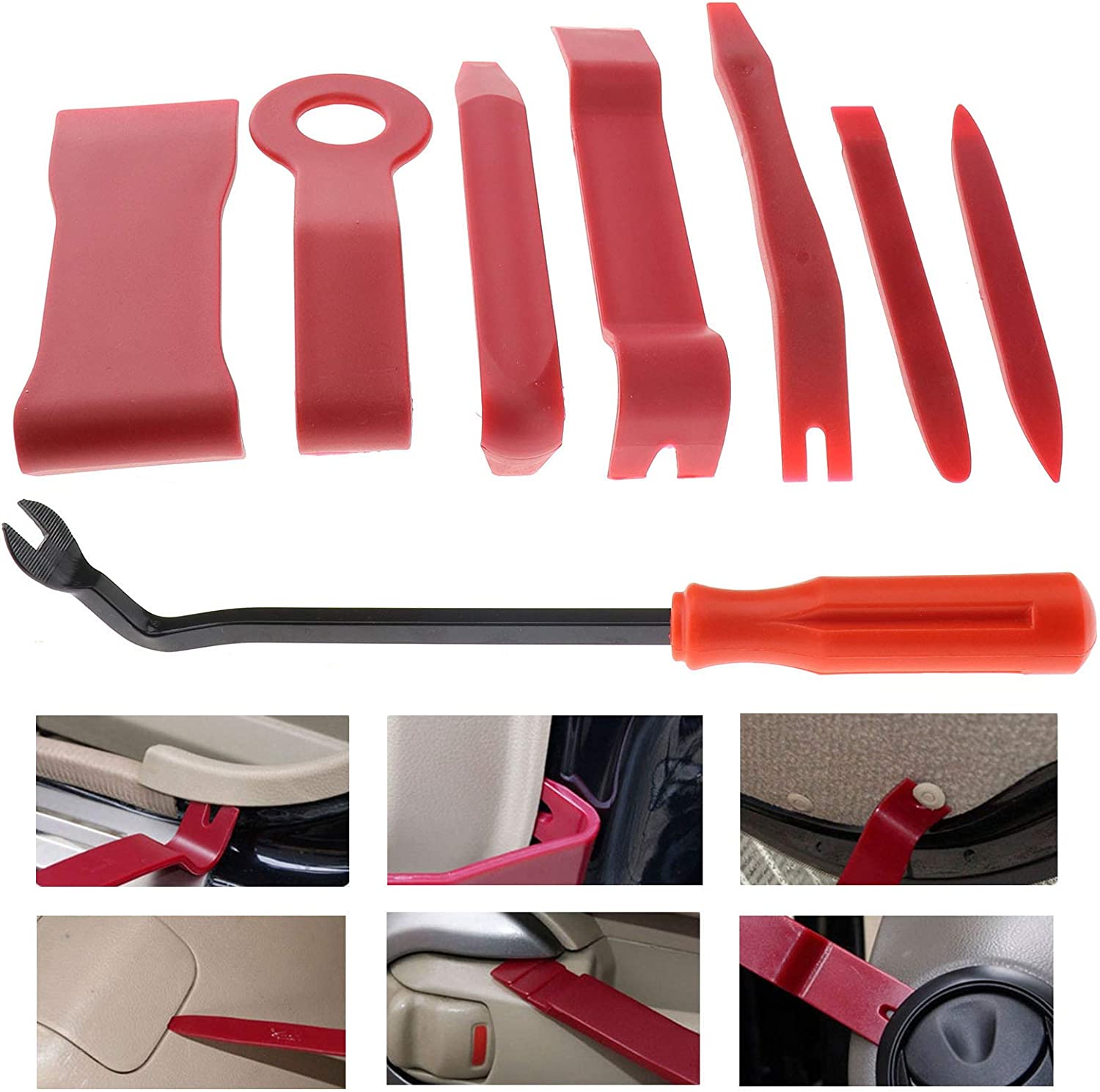Kit De 4 Outils De Démontage Plastique Voiture Multifonction - Pour Garniture Intérieure, Radio, Tableau De Bord (orange)