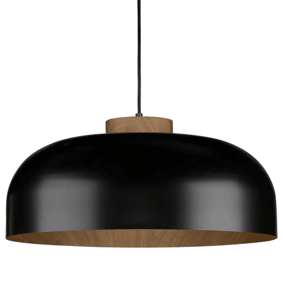 Bouclair Black Walnut Black Metal Pendant Light with Wood Accent
