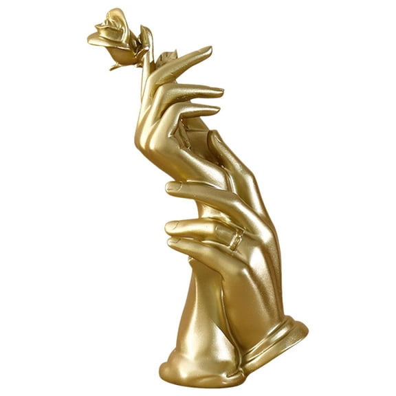 Statue Hand-Held Rose Desktop Modern Living Room Study Home Decoration Resin Sculpture Figurines Birthday Ornament Wedding Gift Rose Golden
