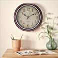 thumbnail image 2 of REGALWOVEN Wall Clocks, Battery Operated Silent Non-Ticking Wall Clock Rustic Style Decorative for Kitchen Living Room Home Office Brown 12 Inch, 2 of 6
