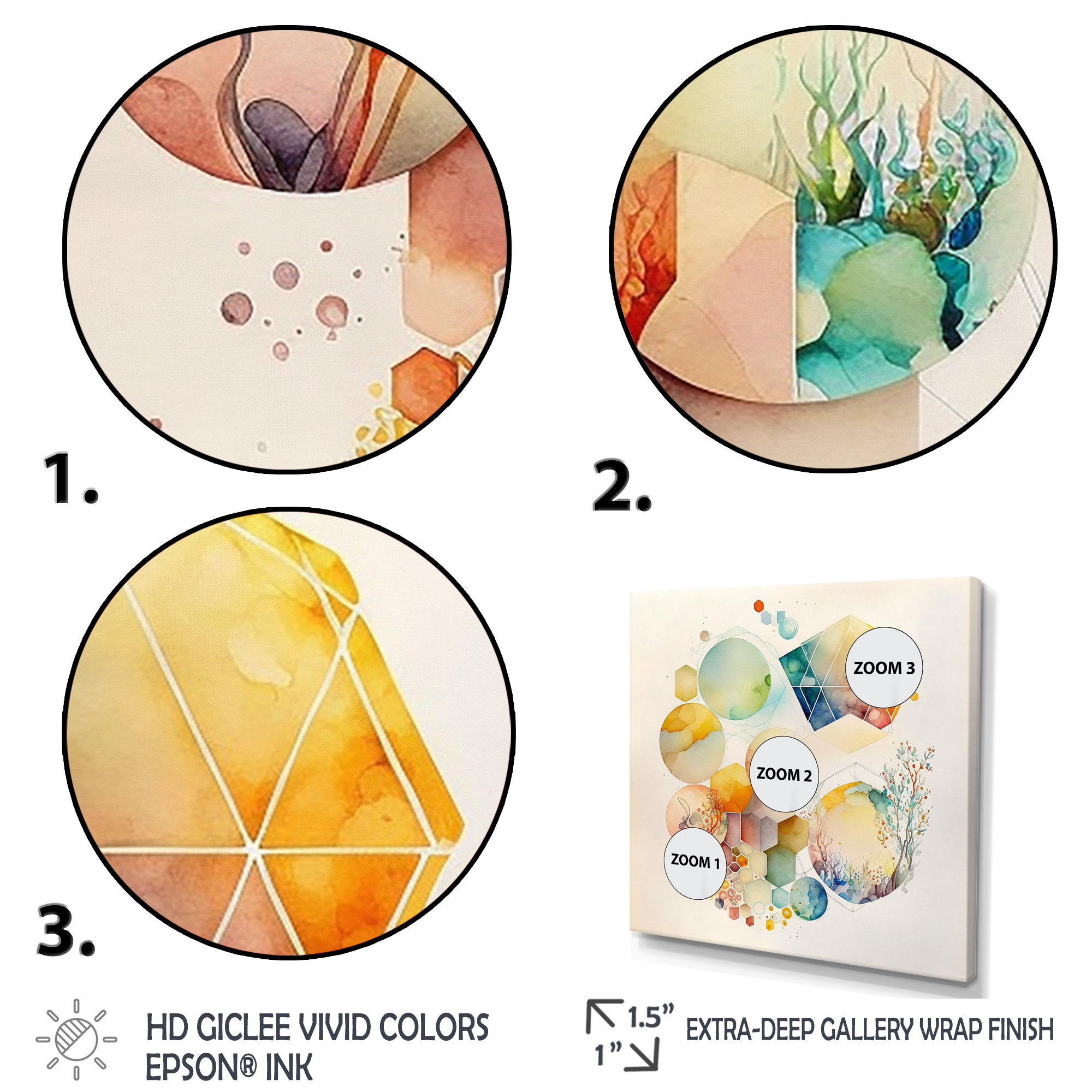 Designart Watercolor Multi Shape Abstract I Canvas Wall Art