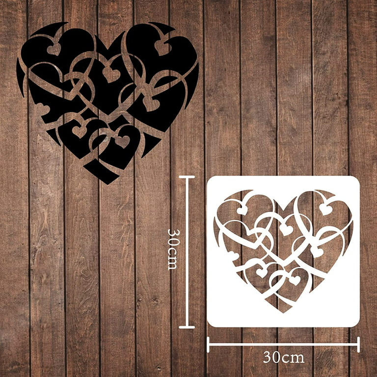 HADDIY Valentine's Day Heart Stencils for Painting,11 Pcs Plastic Heart  Templates for Drawing on Wood and Crafts,Spraying on Wall-Reusable