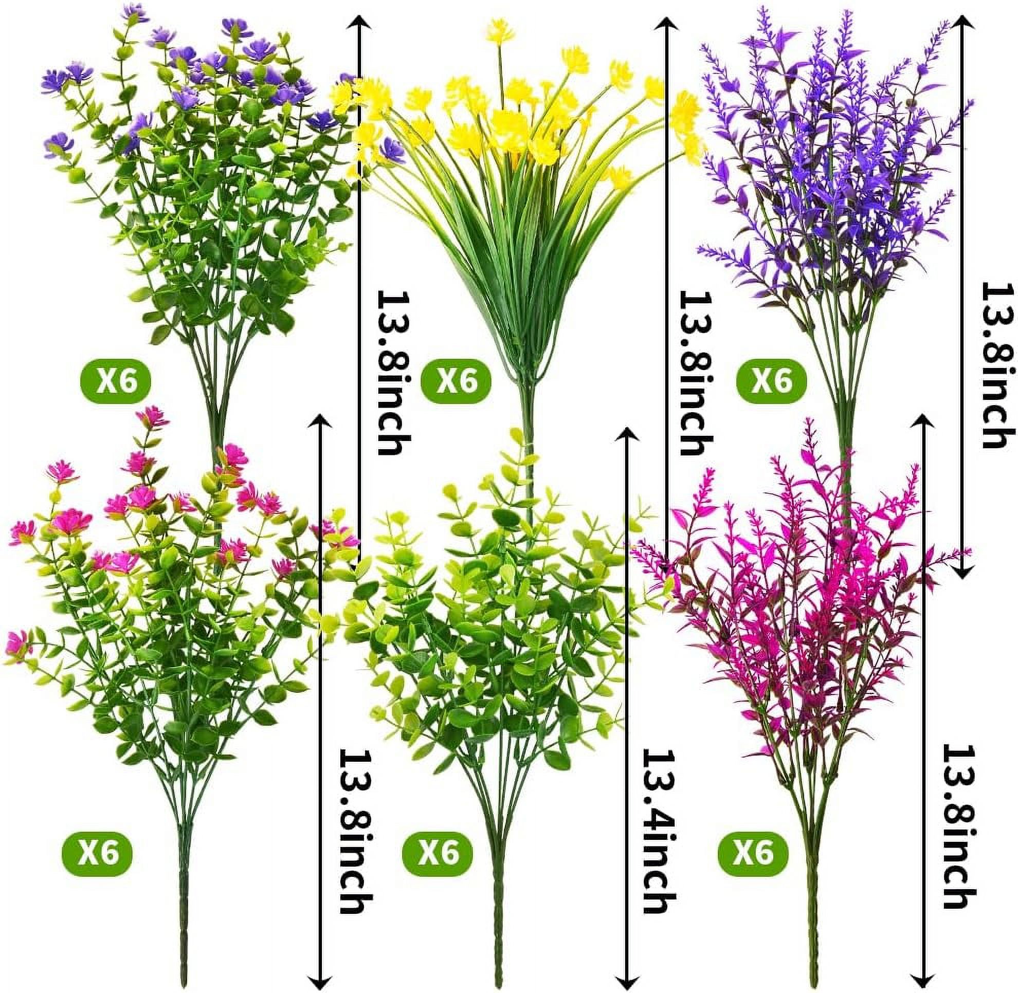 10 Bundles Outdoor Artificial Fake Flowers UV Resistant No Fade Boxwood Faux Plastic Shrubs Plants for Garden Patio Porch Window Box Home Wedding Farmhouse Hanging Decor