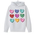 thumbnail image 4 of Girls Graphic Hoodie | White Oversized Pullover with Colorful Hearts Print | Lightweight Casual Sweatshirt for Kids & Youth 4-14 Years,Size 3 T, 4 of 8