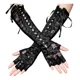 thumbnail image 1 of Guantes Largos De Encaje Con Listón Negros Mujer Sexi Gótico, 1 of 6