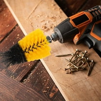 DEEPCRAFF Cast Iron Scrub Brush Drill Cleaning Tool Yellow PP 1Pack