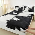 thumbnail image 3 of Homewish Patchwork Cow Hide Twin Sheet Sets,Country Farmhouse Lodeg Twin Fitted Sheet,White Black Flat Sheet For Adults,Microfiber Bedroom Decor,3pcs, 3 of 7