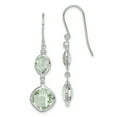 thumbnail image 1 of 925 Sterling Silver Diamond Green Quartz Earrings Drop Dangle, 1 of 6