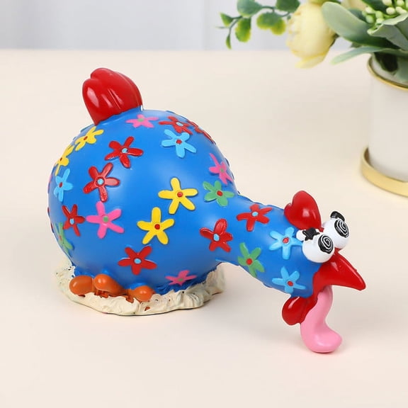 Taicans Chicken Table Art Sculpture Funny Resin Figurine Decoration,Colorful Silly Chicken Happy Expression Chicken Scene Party Decoration Blue