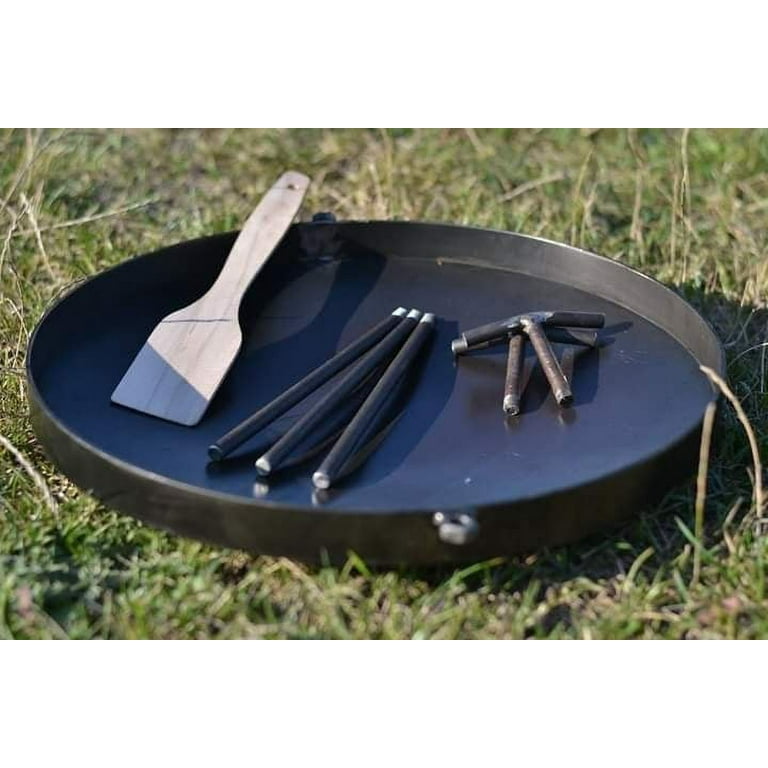 Campfire skillet - carbon steel metal campfire pan. 16' inches camping  skillet.
