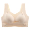 thumbnail image 4 of Women's Jelly Posture Support Bras Oversized Criss-Cross Wireless Seamless Bras Push up Full Coverage Front Closure Everyday Bralettes T‑shirt Bra Beige L, 4 of 6