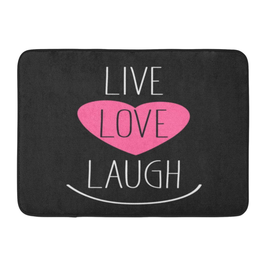 GODPOK Drawn Black Quote Live Love Laugh Day Graphic Rug Doormat Bath