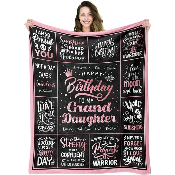 LHSHID Birthday Gifts Blanket for Granddaughter Happy Birthday Granddaughter Gifts Blanket Granddaughter's Birthday Gift Ideas Granddaughter Bday Gift Throw Blanket 30"x40"