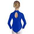 thumbnail image 2 of HULIJA Kids Girls Figure Ice Skating Ballet Dance Leotard Rhinestones Mock Neck Bodysuit Long Sleeve Blue 12, 2 of 7