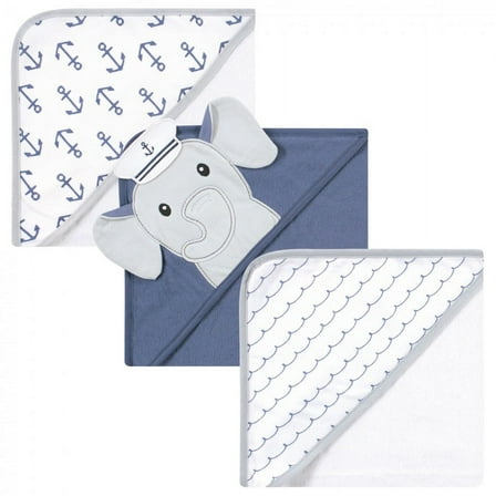 Hudson Baby Cotton Towels, Sailor Elephant, 3 Count