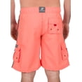 thumbnail image 2 of Sakkas Mens Solid Color with Contrast Stripes Skate Surf Board Short / Swim Trunks - Neon Orange - Medium, 2 of 4